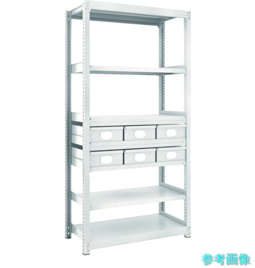TRUSCO M2-6347-B6 スチール製軽中量ボルトレス棚 M2型 スチール引出付 W860×D450×H1800 大×6