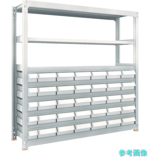 TRUSCO M3-6658-E5F30 スチール製中量ボルトレス棚 M3型 樹脂ネオグレー引出付 W1800×D471×H1800 小×5・大×30