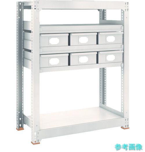 TRUSCO M3-4355-B6 スチール製中量ボルトレス棚 M3型 スチール引出付 W900×D471×H1200 大×6