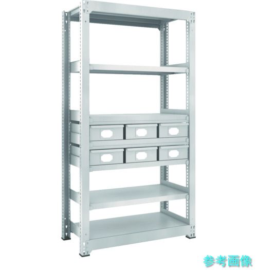 TRUSCO M3-6357-B6 スチール製中量ボルトレス棚 M3型 スチール引出付 W900×D471×H1800 大×6