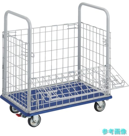 《人間宅送りとどける不可》 TRUSCO 107NS 押し付ける製手押し車 ドンキーカート 金網付 740×480 ストッパー付