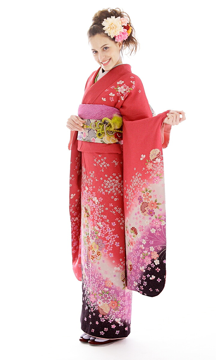 【レンタル】振袖レンタル |1月| ピンク地 結婚式 成人式 結納 卒業式 レンタル着物 振袖 貸衣装 フルセット 小物一式つき 振り袖 送料無料 新品足袋プレゼント ★5s314｜e-きものレンタル　店 29,100円