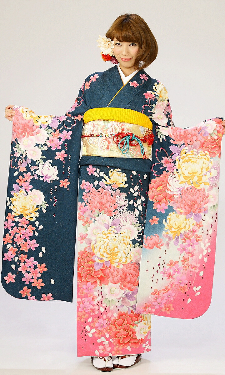 【レンタル】振袖レンタル |1月| 緑ラメ地 結婚式 成人式 結納 卒業式 レンタル着物 振袖 貸衣装 フルセット 小物一式つき 振り袖 送料無料 新品足袋プレゼント 6s422★｜e-きものレンタル　店