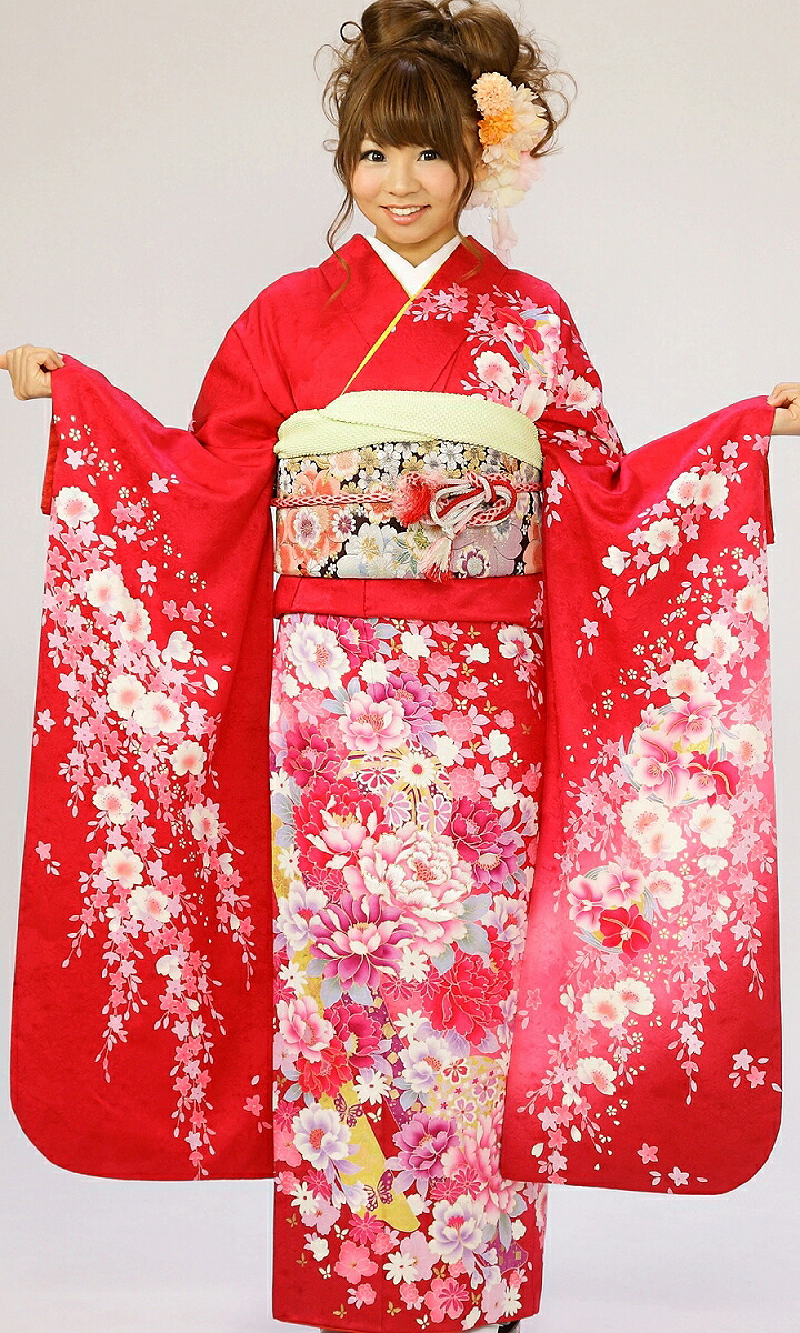 【レンタル】振袖レンタル |1月| ローズピンク地 結婚式 成人式 結納 卒業式 レンタル着物 振袖 貸衣装 フルセット 小物一式つき 振り袖 送料無料 新品足袋プレゼント 7s167 ★
