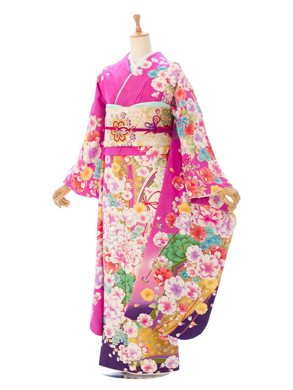 【レンタル】振袖レンタル |1月| ピンク/白地 結婚式 成人式 結納 卒業式 レンタル着物 振袖 貸衣装 フルセット 小物一式つき 振り袖 送料無料 新品足袋プレゼント 7S010