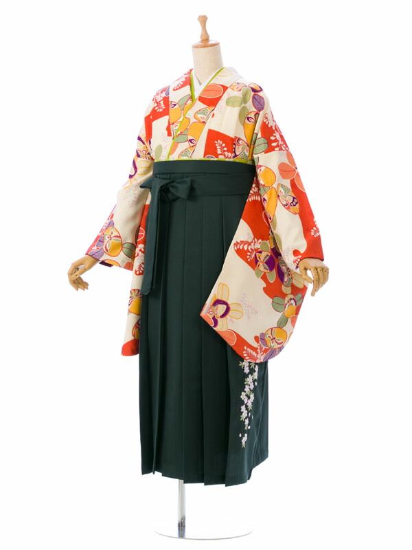 【レンタル】ワイドサイズ 卒業袴 17号～25号 3L 4L 153～158cm 卒業式 袴 レンタル アンティークレトロ 特注 幅広 小物一式つき 新品足袋プレゼント 代引き手数料無料 8R1245_E-8H003-24-3