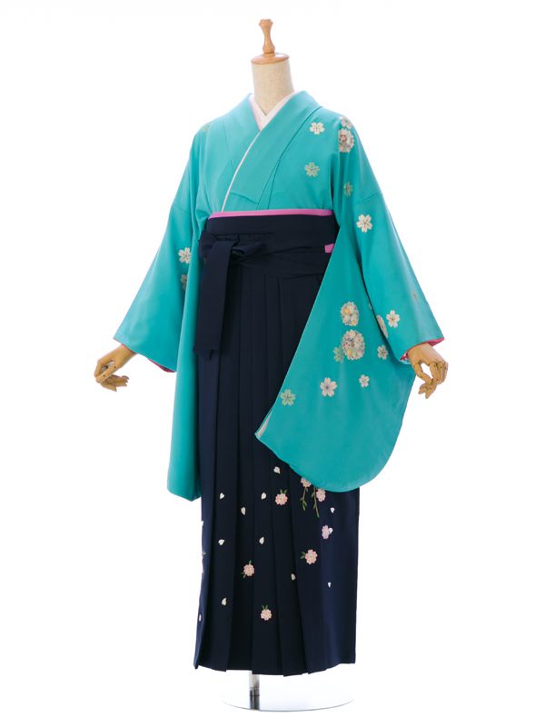【レンタル】 卒業袴 レンタル 卒業式 袴 レンタル きもの レンタル 水色 桜 京都 無料小物つき 新品足袋プレゼント R904_E-H115-25-4
