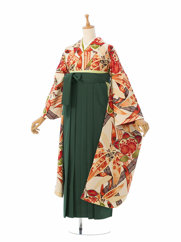 日野川★振袖★袴セット 振袖袴： R1429 青 熨斗に菊花☆(絹)│ 袴レンタル │ 京都着物