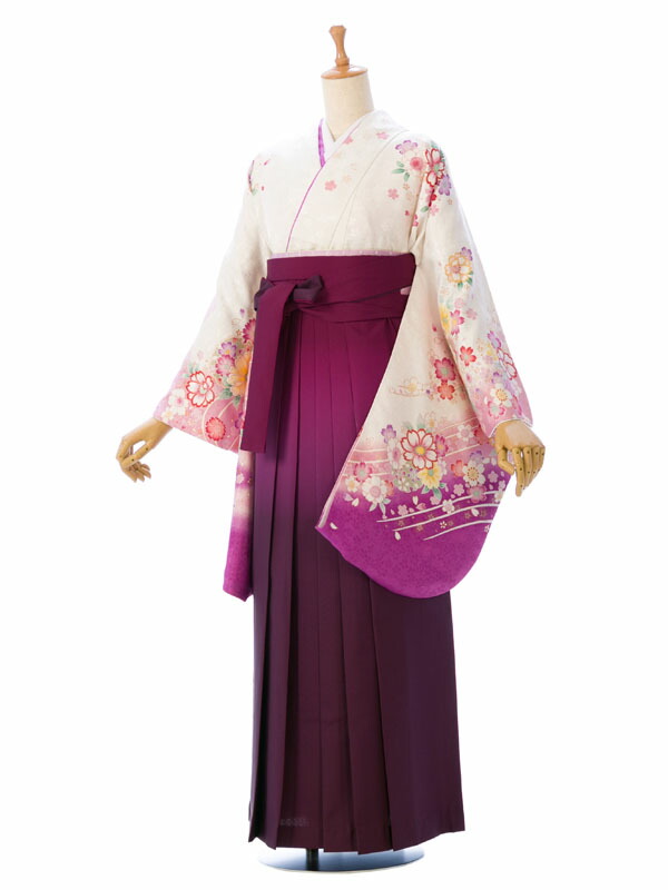 【レンタル】卒業袴 レンタル 卒業式 袴 レンタル 桜 白 京都 矢絣 小物一式つき | 着物レンタル 袴セット 卒業式袴レンタル 卒業 卒業袴レンタル はかま 送料無料 新品足袋プレゼント R1051_E-H001-26-1｜e-きものレンタル　店