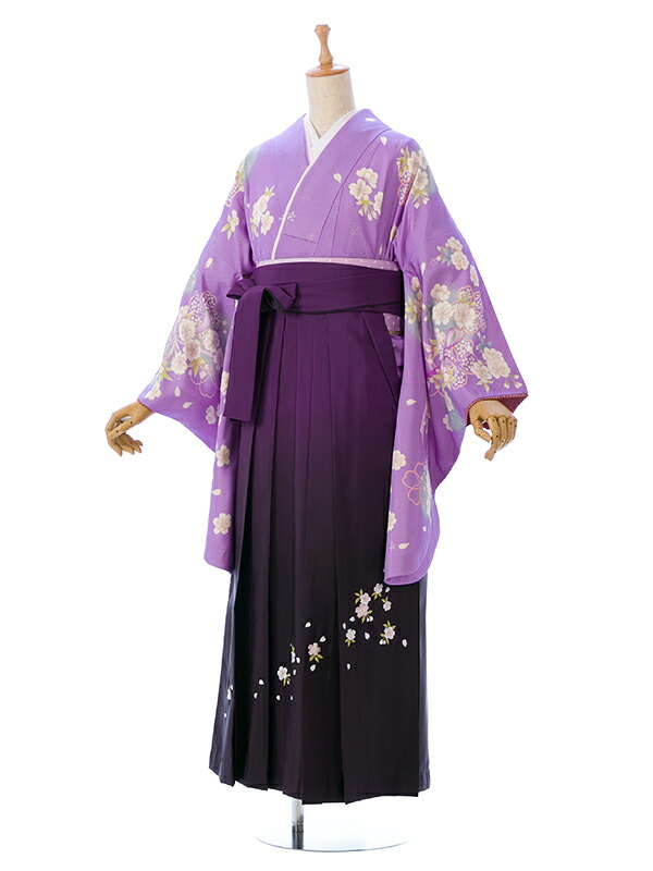 【レンタル】レンタル袴 着物 卒業袴 貸衣装 貸衣裳 女袴 袴 レンタル ☆新品足袋プレゼント☆ 女袴/着物レンタル 卒業袴セットレンタル R1017_HDL1017 紫2.5|e-きものレンタル 店