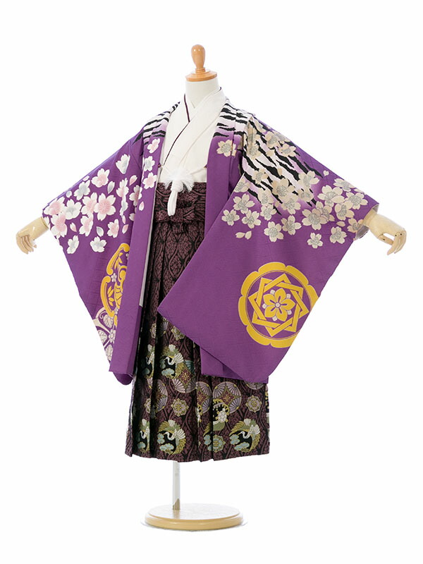楽天市場】【レンタル】【かんたん着付け袴】5136紫/虎桜吹雪