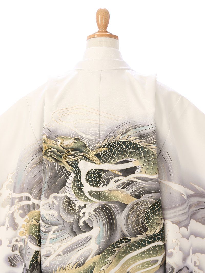 男の子 五歳 昇龍柄の七五三着物レンタルフルセット 白系 七五三 キッズ 着物 卒園式 レンタル はかま レンタル フルセット 5歳 着物 袴 5歳 貸衣装 753レンタル 袴レンタル 往復 送料無料 七五三着物 男の子 ジュニア 袴セット 卒園式 セット 着物レンタル 子供