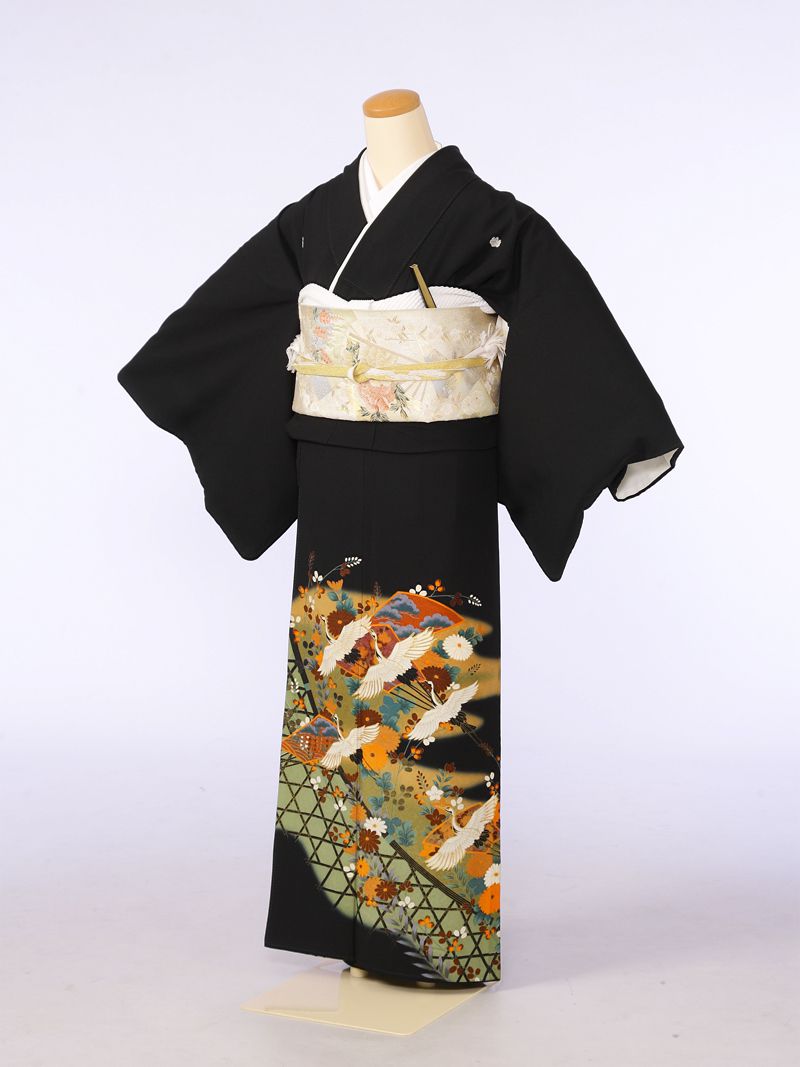 【レンタル】 留袖レンタルフルセット Mサイズ 黒留袖 レンタル 結婚式 母親 和服 列席 親族 留袖 143cm～153cm ～13号 送料無料 新品足袋プレゼント 小物一式つき 五つ紋 五三桐 結婚式 正装 和服 75A038 6,248円