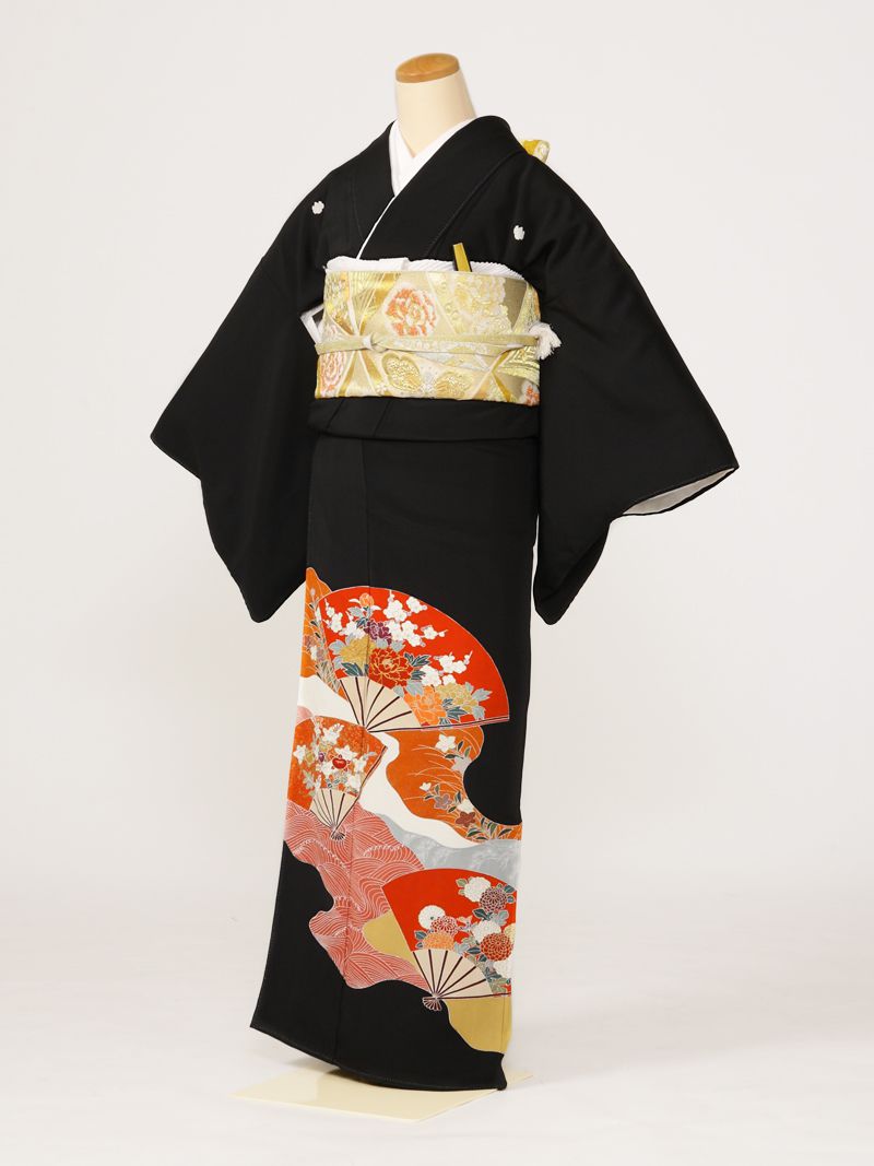 【レンタル】 留袖レンタルフルセット Mサイズ 黒留袖 レンタル 結婚式 母親 和服 列席 親族 留袖 143cm～153cm ～11号 送料無料 新品足袋プレゼント 小物一式つき 五つ紋 五三桐 結婚式 正装 和服 2K106