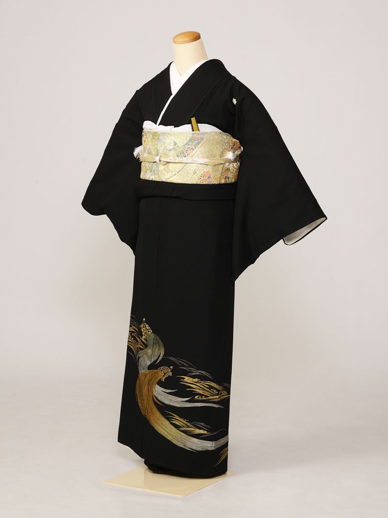 【レンタル】 留袖レンタルフルセット Mサイズ 黒留袖 レンタル 結婚式 母親 和服 列席 親族 留袖 143cm～153cm ～11号 送料無料 新品足袋プレゼント 小物一式つき 五つ紋 五三桐 結婚式 正装 和服 5A706