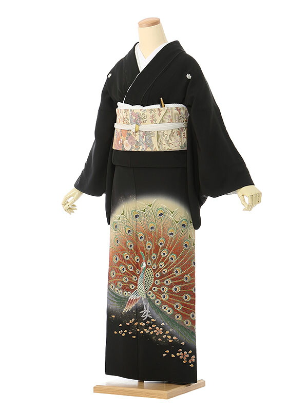 【レンタル】留袖 レンタル フルセット Mサイズ 155cm～163cm 13号まで 黒留袖 レンタル 50代 60代 末広付 結婚式 母親 和服 列席 親族 着物 送料無料 新品足袋プレゼント 小物一式付 草履バッグセット付 五つ紋 五三桐 結婚式 正装 和服 お値打ち 仲人 74A295 19,800円