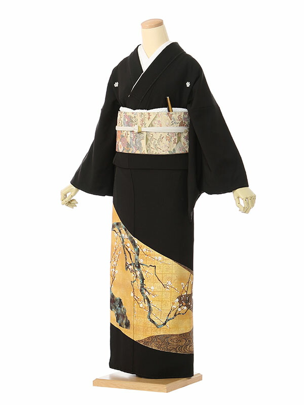 【レンタル】留袖 レンタル フルセット Mサイズ 150cm～160cm 13号まで 黒留袖 レンタル 50代 60代 末広付 結婚式 母親 和服 列席 親族 着物 送料無料 新品足袋プレゼント 小物一式付 草履バッグセット付 五つ紋 五三桐 結婚式 正装 和服 お値打ち 仲人 MP-0011