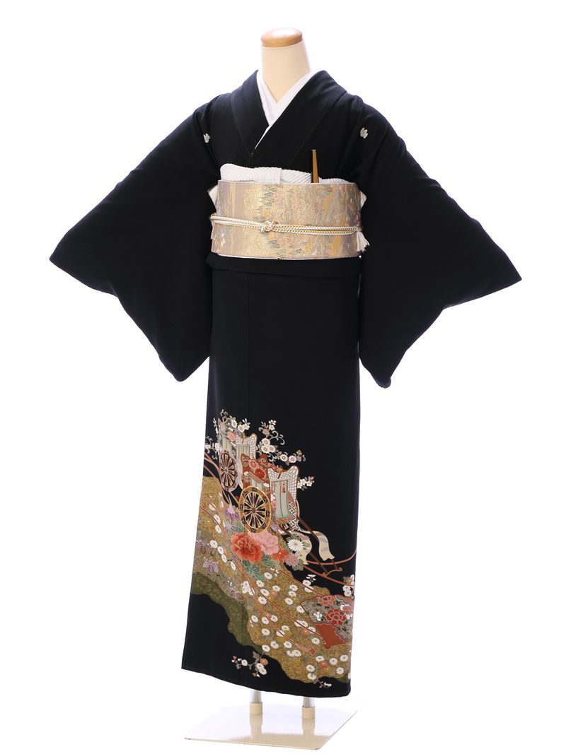 【レンタル】 留袖レンタルフルセット 黒留袖 レンタル 結婚式 母親 和服 列席 親族 留袖 送料無料 新品足袋プレゼント 小物一式つき 五つ紋 五三桐 結婚式 正装 和服 4A1100