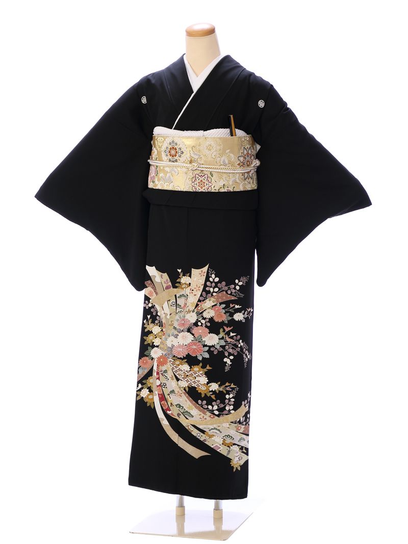 【レンタル】 留袖レンタルフルセット 黒留袖 レンタル 結婚式 母親 和服 列席 親族 留袖 送料無料 新品足袋プレゼント 小物一式つき 五つ紋 五三桐 結婚式 正装 和服 4A1232