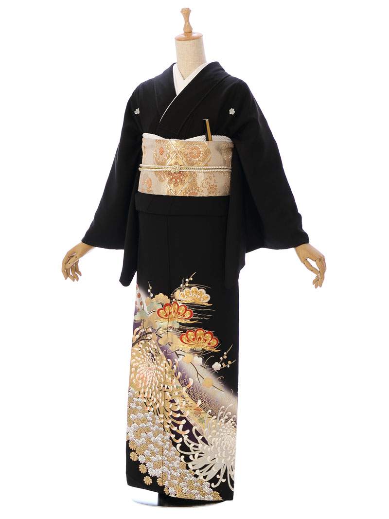 【レンタル】 留袖レンタル フルセット 新品足袋プレゼント 高品質 ことほぎ 正絹 Ｍサイズ 153cm～165cm 黒留袖 結婚式 母親 和服 留袖 送料無料 | 着物レンタル セット バッグ 長襦袢 和装 小物 レンタル着物 草履 一式 留め袖レンタル 貸衣装 レンタル留袖 MT-035