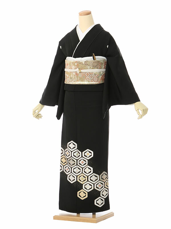 【レンタル】留袖 レンタル フルセット Mサイズ 145cm～155cm 13号まで 黒留袖 レンタル 50代 60代 末広付 結婚式 母親 和服 列席 親族 着物 送料無料 新品足袋プレゼント 小物一式付 草履バッグセット付 五つ紋 五三桐 結婚式 正装 和服 お値打ち 仲人 74A184