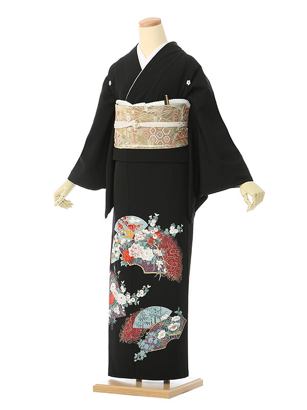 【レンタル】留袖 レンタル フルセット Mサイズ 150cm～159cm 13号まで 黒留袖 レンタル 40代 50代 末広付 結婚式 母親 和服 列席 親族 着物 送料無料 新品足袋プレゼント 小物一式付 草履バッグセット付 五つ紋 五三桐 結婚式 正装 和服 お値打ち 仲人 34A046