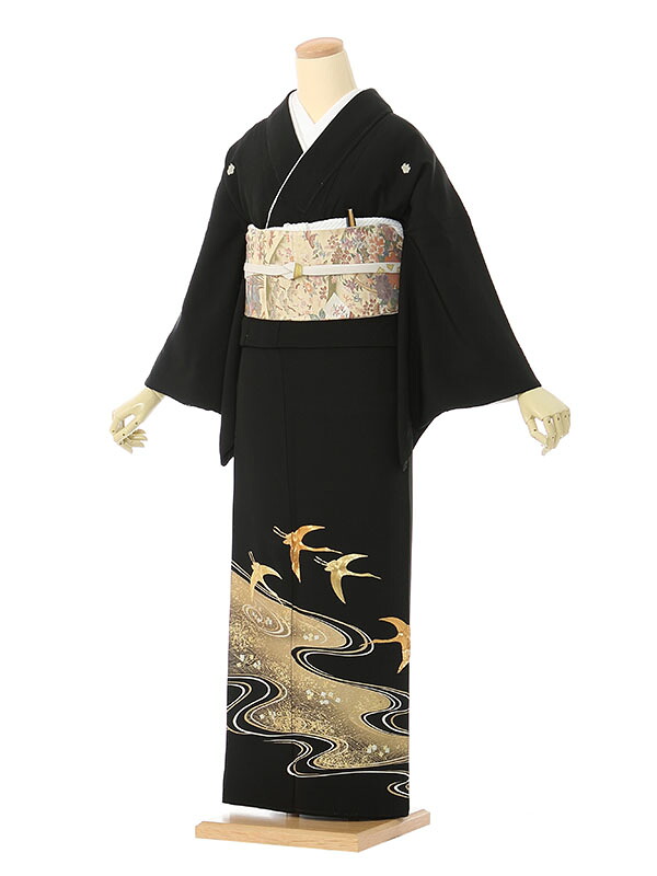 【レンタル】留袖 レンタル フルセット Mサイズ 150cm～151cm 13号まで 黒留袖 レンタル 50代 60代 末広付 結婚式 母親 和服 列席 親族 着物 送料無料 新品足袋プレゼント 小物一式付 草履バッグセット付 五つ紋 五三桐 結婚式 正装 和服 お値打ち 仲人 5A736