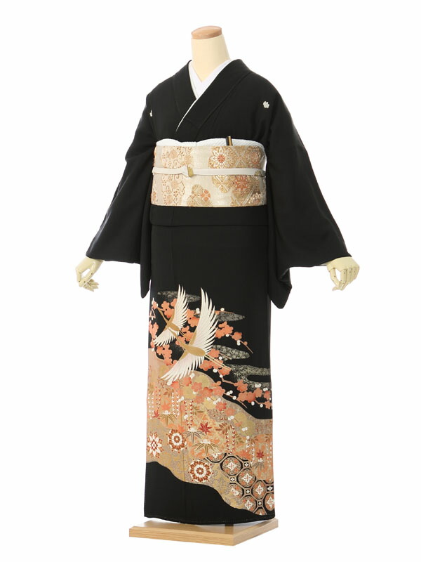 【レンタル】留袖 レンタル フルセット LLサイズ 155cm～158cm 15～19号 黒留袖 レンタル 60代 70代 末広付 結婚式 母親 和服 列席 親族 着物 送料無料 新品足袋プレゼント 小物一式付 草履バッグセット付 五つ紋 五三桐 結婚式 正装 和服 お値打ち 仲人 78A021