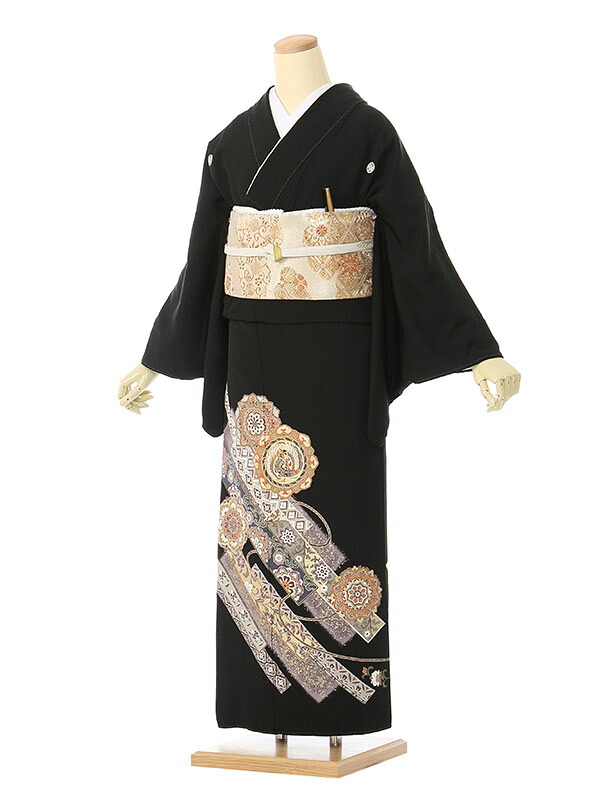 【レンタル】留袖 レンタル フルセット Mサイズ 150cm~160cm 13号まで 黒留袖 レンタル 50代 60代 末広付 結婚式 母親 和服 列席 親族 着物 送料無料 新品足袋プレゼント 小物一式付 草履バッグセット付 五つ紋 五三桐 結婚式 正装 和服 お値打ち 仲人 HAA2251|e-きものレンタル 店