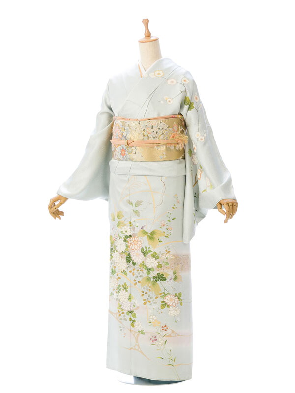 【レンタル】 訪問着レンタル 正絹 大きなサイズ 15号から23号位まで 3L～6Lサイズ対応 結婚式 付下げ 卒業式宮参り ママ着物 七五三 入学式 新品足袋プレゼント 小物一式つき 8L623