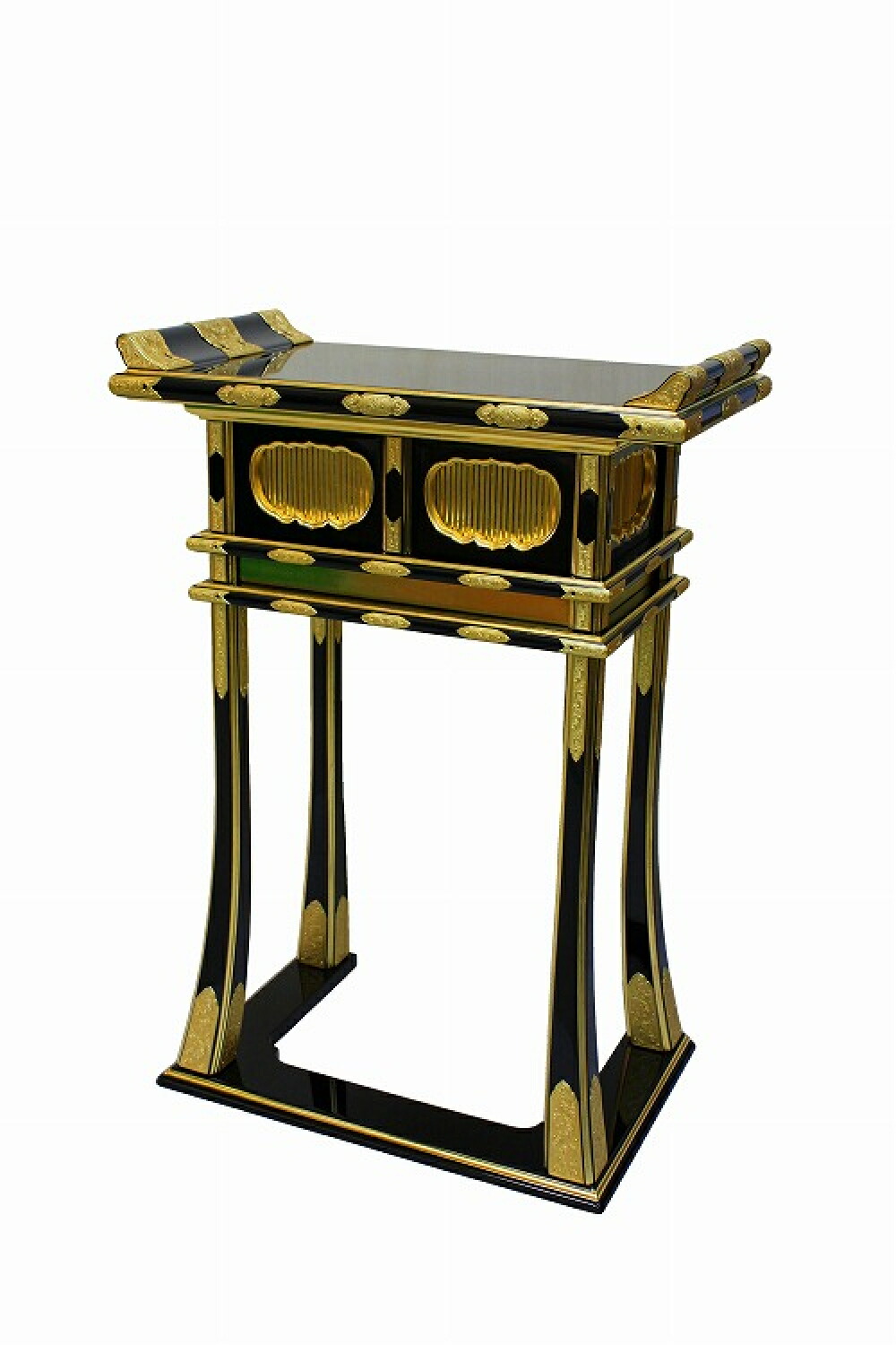 ◇仏壇経机 仏壇 黒塗 金具打ち経机◇幅 60㎝・高さ30