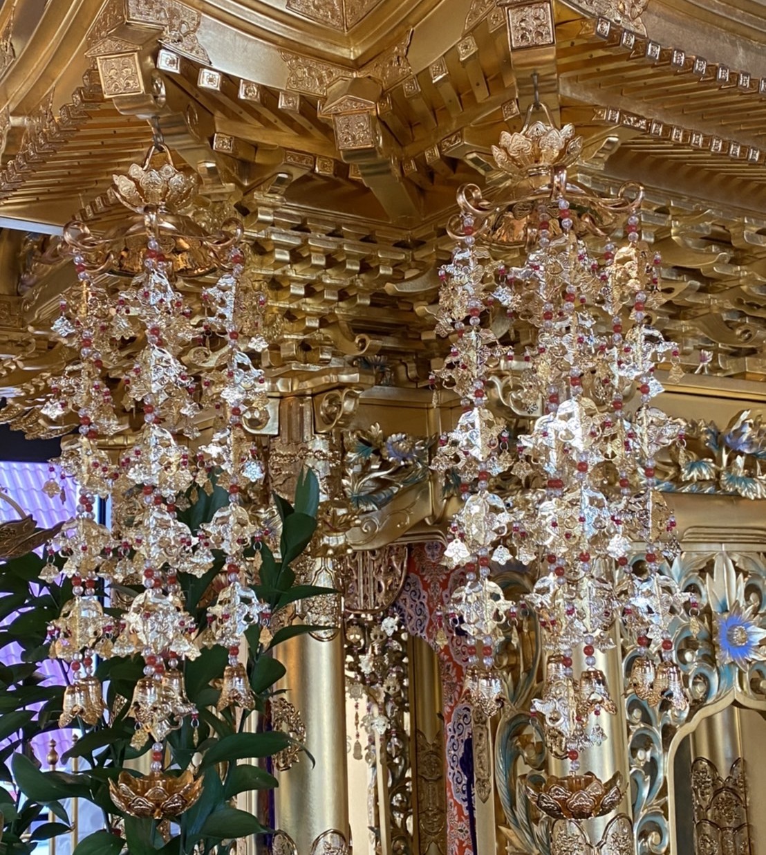 隅瓔珞 宝鐸 鉄器 1対 お寺さま仏具 瓔珞