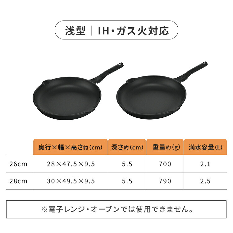 フライパン 軽量 26cm 28cm 浅型 深型 ih ガス火 単品 焦げ付きにくい 軽い 取っ手一体型 フッ素加工 汚れにくい 直火 ガス IH ギフト プレゼント アイリスオーヤマ キッチンシェフ
