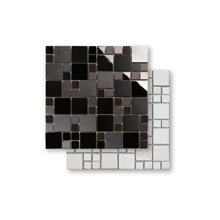 おしゃれ タイムアンドガーデンステンレスタイル 磁器質タイルベース 5枚 E キッチンマテリアル メーカー直送 モノクロームハリウッド Monochromedark5 ステンレスタイル 磁器質タイルベース Monochrome Dark 5 モノクロームハリウッド ダークステンレス タイル