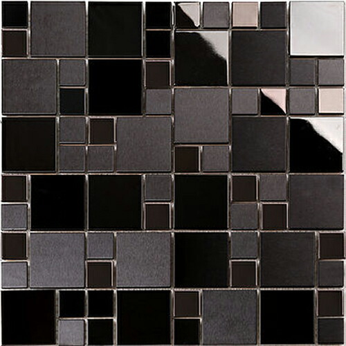 おしゃれ タイムアンドガーデンステンレスタイル 磁器質タイルベース 5枚 E キッチンマテリアル メーカー直送 モノクロームハリウッド Monochromedark5 ステンレスタイル 磁器質タイルベース Monochrome Dark 5 モノクロームハリウッド ダークステンレス タイル