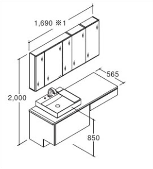 Lixil リクシル 洗面化粧台 ルミシス 有効寸法 壁間寸法 1690mm 5面鏡 セットプラン 受注生産品 メーカー直送 Brocamarketing Com