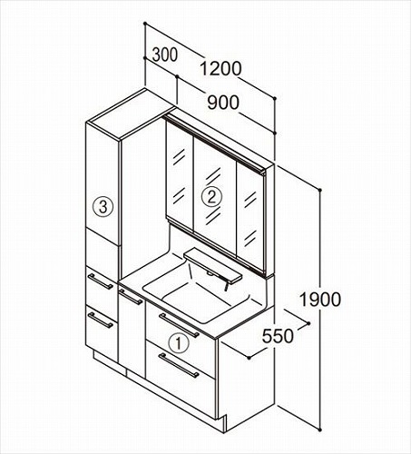 Toto 洗面化粧台 オクターブ間口10mm 三面鏡 ワイドled照明 セットプラン 受注生産品 メーカー直送 Brocamarketing Com