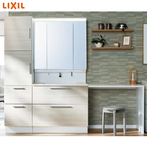 【LINEクーポン配布中】LIXIL リクシル 洗面化粧台 クレヴィ 間口2250 奥行560タイプ [Crevi01] 3面鏡 ノースウッドホワイト セットプラン おしゃれ ドレッサー 4トン配送 メーカー直送｜e-キッチンマテリアル