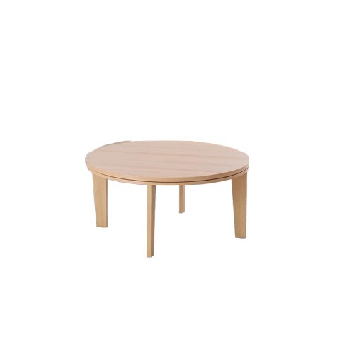 【LINEクーポン配布中】こたつテーブル リビングコタツ 80×80cm 丸形 [NIKOROR80E(NA)] メラミン化粧板 ナチュラル 石英管500W ユアサプライムス