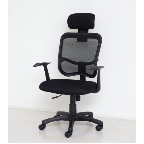 【LINEクーポン配布中】椅子 メッシュ ハイバックチェア 肘付 ブラック [4954877233824] W64.5×D59×H99～111(SH38～46)cm ガス圧式 通気性が良い 組立式 クロシオ メーカー直送