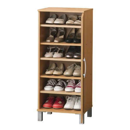 【LINEクーポン配布中】収納棚 ワンドアシューズボックス ナチュラル [4954877261896] W45×D36×H103cm 最大12足収納可能 靴収納 靴箱 組立式 クロシオ メーカー直送