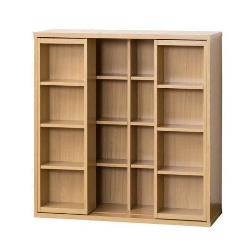 【LINEクーポン配布中】収納棚 深型スライドシェルフ ナチュラル [4954877392507] W90×D34×H93cm CD・DVD・コミック本収納 組立式 クロシオ メーカー直送