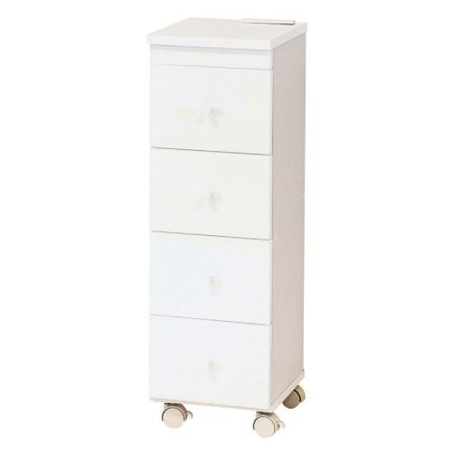 【LINEクーポン配布中】収納棚 スリムワゴンW25 ホワイト [4954877528746] W25&times;D31&times;H79cm すきま収納 お手入れ簡単 洗面所・キッチン 完成品 クロシオ メーカー直送｜e-キッチンマテリアル