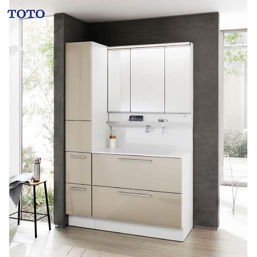 【LINEクーポン配布中】TOTO 洗面化粧台 オクターブ間口1200mm 三面鏡 ワイドLED照明 セットプラン 受注生産品 メーカー直送｜e-キッチンマテリアル