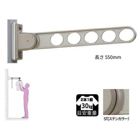 【LINEクーポン配布中】物干金物窓枠用 ホスクリーン 新スタンダード型 [RK-55-ST] ステンカラー 2本セット 物干し 川口技研