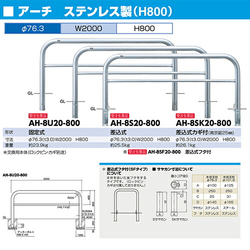 ユナイテッドトウキョウ メーカー直送 サンポール アーチ 車止め 交換