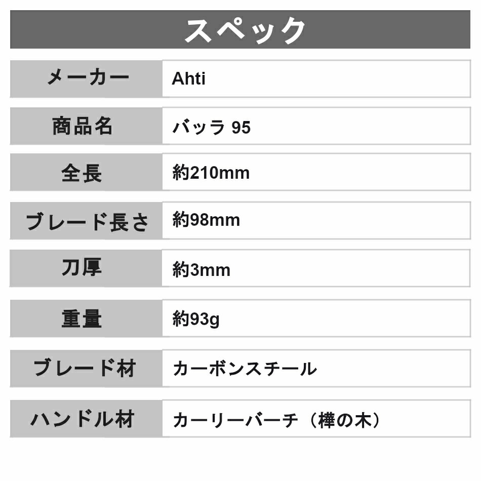 Ahti Vaara 95 アハチ バッラ 95 北欧出刃包丁 アウトドアナイフ サバイバル ナイフ 潅木細工 ブッシュクラフトナイフ アウトドアナイフ サバイバルナイフ クラフトナイフ ブッシュクラフト 鳥毛杖 バトニング Cannes Encheres Com