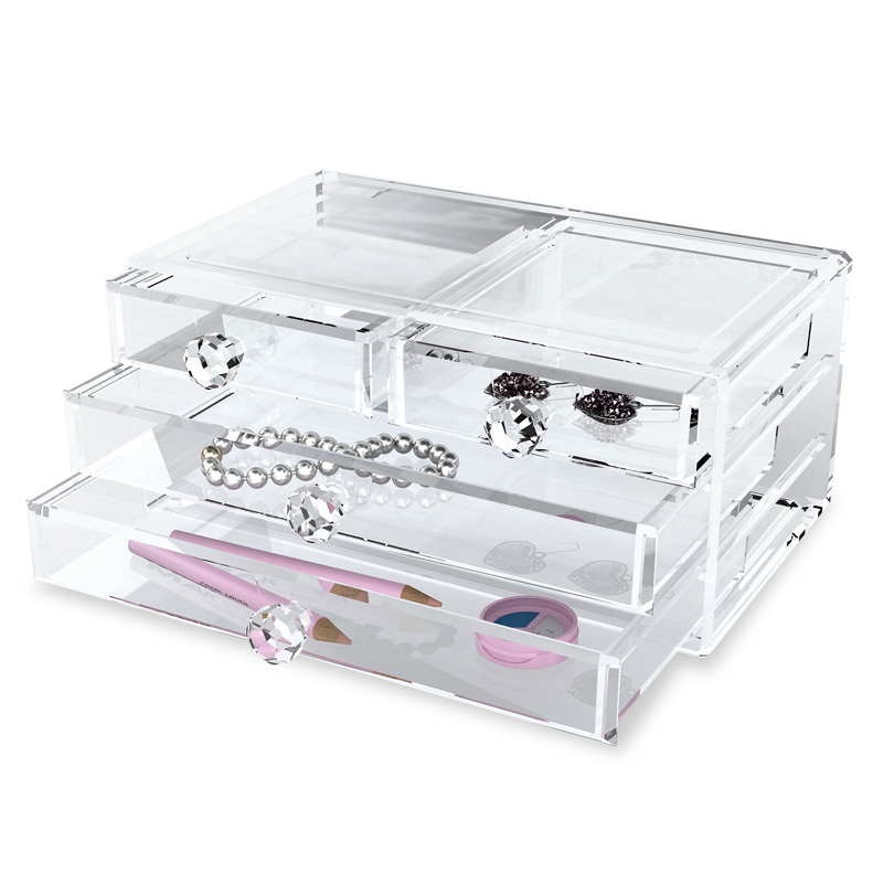 楽天市場】アクリルケース 引き出し コスメ収納 透明 2段 1段