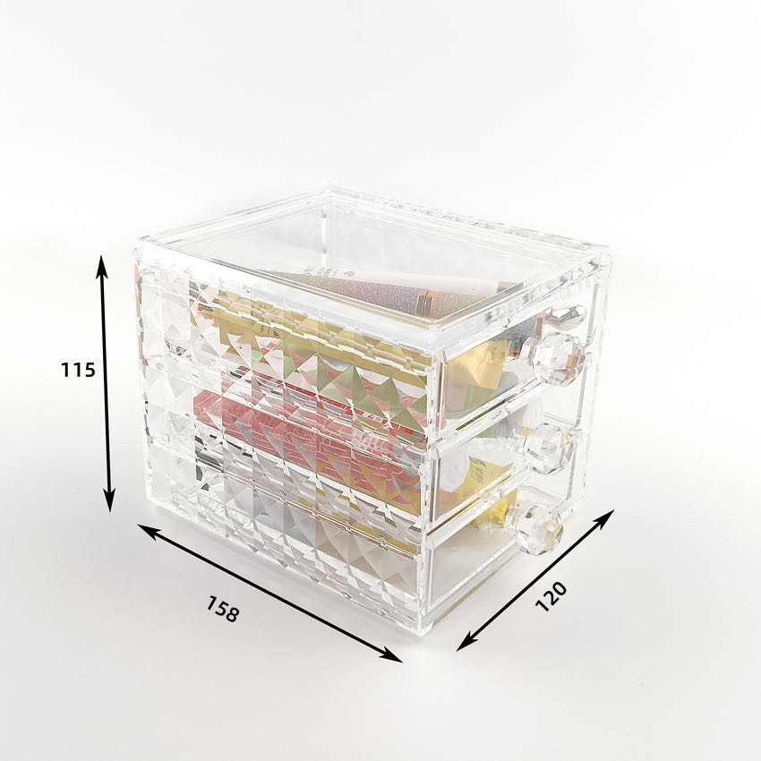 楽天市場】コスメケース アクリル コスメ収納 小引出し 3段 コスメ