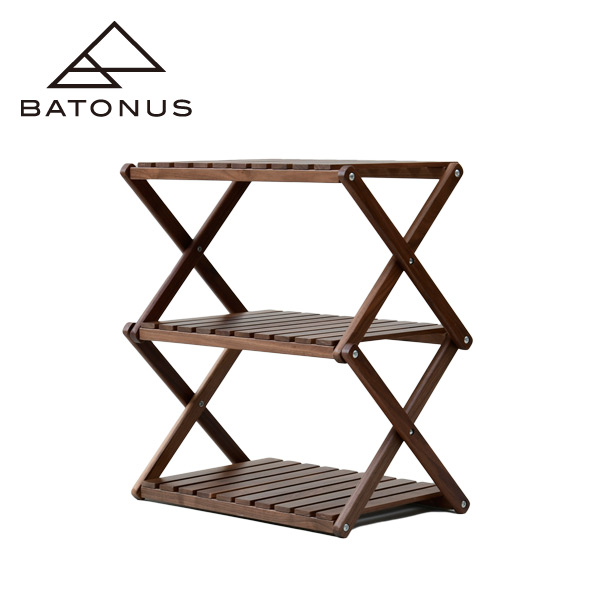 ウォルナットフレームのラック 送料無料 収納家具 ラック キャンプ 3段 r 01 Wn 折りたたみ ラック ラック 棚 シェルフ アウトドア ラック 軽量 収納棚 キャンプ 木製ラック ウッドラック おしゃれ キャリーバッグ付きバトナス Batonus 送料無料 くらしのｅショップ